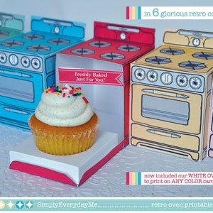 Bun In The Oven Box - Caja de cupcakes para horno de ducha, fiesta de horneado, fiesta de cocina- 6 cajas - Descarga instantánea DIY Kit PDF imprimible