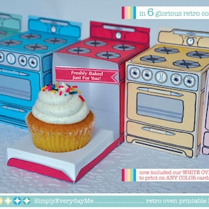 Bun In The Oven Box - Scatola per cupcake da forno per doccia, festa di cottura, festa di cucina - 6 scatole - Kit PDF stampabile fai da te con download immediato
