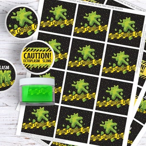 Slime 2 Jar Sticker Labels includes 3 Versions, ghost-buster inspired, ghost-buster Party, Slime Party INSTANT Download PDF Printable Set image 3