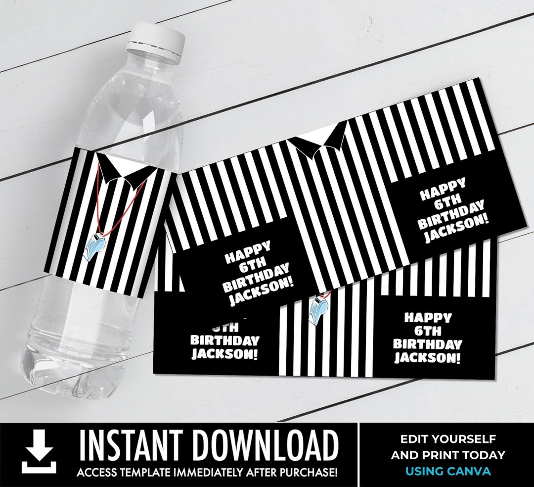 Referee Water Bottle Label | Bowl Party,drink Label,football,tailgate,sports | Edit Using CANVA ...