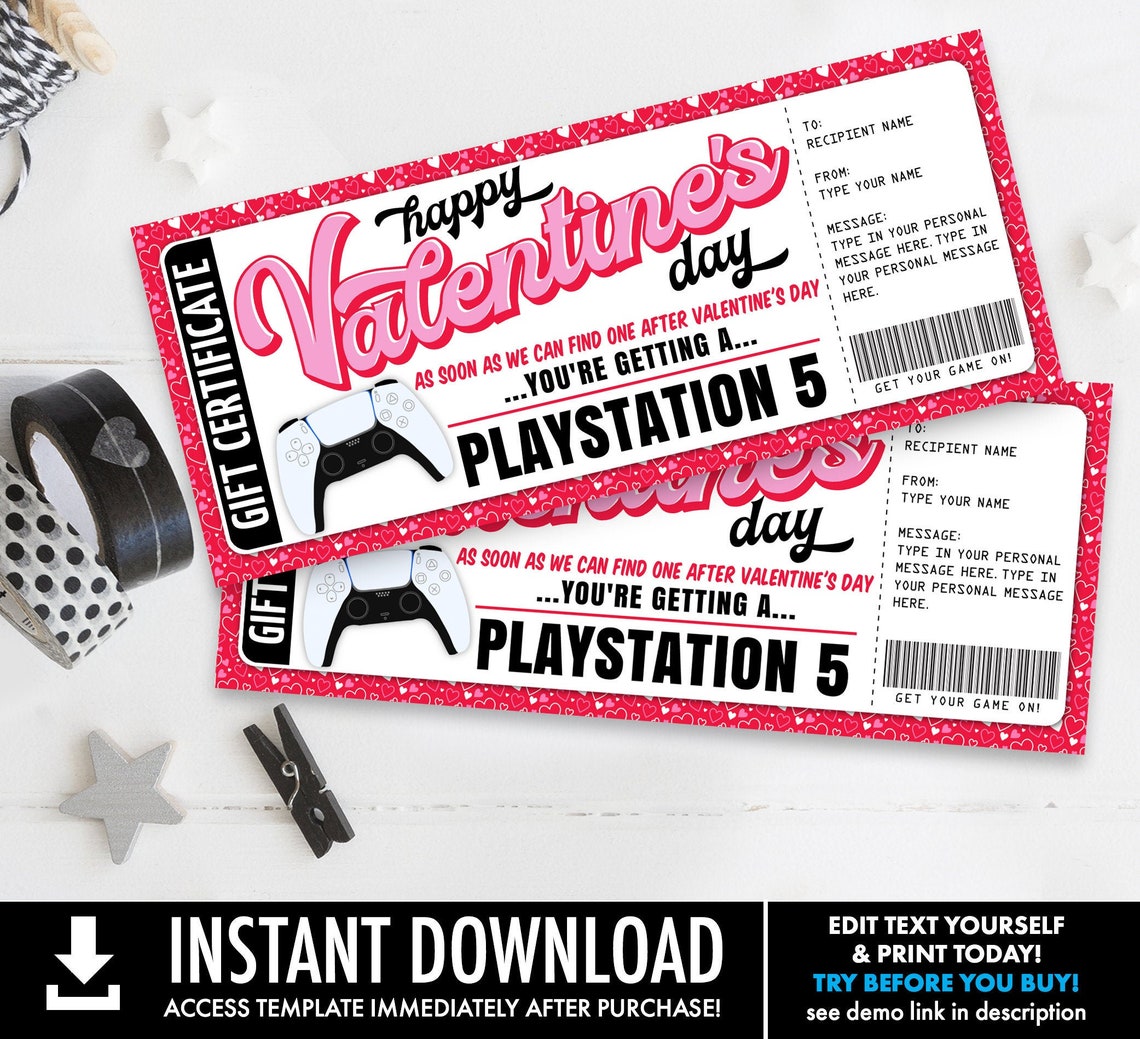 Valentine Video Gamer Gift Voucher Gamer Gift Certificate Etsy