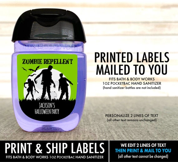 Personalized Labels | Halloween Hand Sanitizer Label - Zombie Repellent, Walking Dead, Zombie Party | Print & Ship Labels Il_570xn