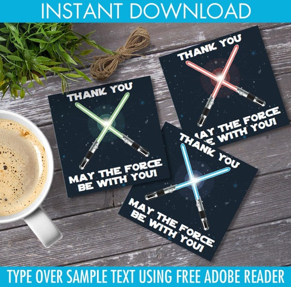 Star Wars Square Favor Tags - Thank You Tags, Birthday Party Favors, Star Wars Birthday | Editable Text - DIY Instant Download PDF Printable Il_570xn