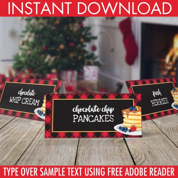 Pancakes & Pajamas Food Label, Flapjacks and Flannel, Pancakes and Plaid, Rise and Shine, Lumberjack | INSTANT Download Printable PDF Il_570xn