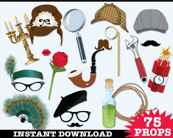Detective - Murder Mystery Photo Booth Props - Clue Birthday Party, Who Done It Party - Instant Download PDF - 75 DIY Printable Props Il_570xn