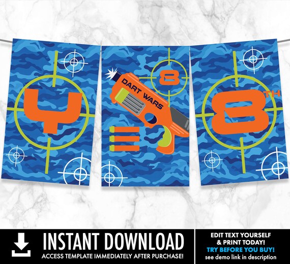 Dart Wars Banner - Dart Wars Party Banner, Target Party| Self-Editing with CORJL - INSTANT DOWNLOAD Printable Il_570xn