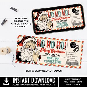 Christmas Basketball Ticket Gift Certificate, Basketball Game Ticket ...