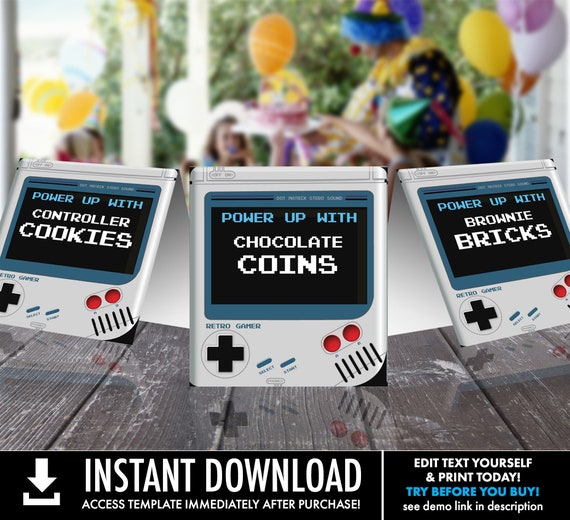 Game Boy Food Labels - Video Game Party, Video Game Birthday, Retro Game Controller | Self-Editing with CORJL - INSTANT Download Printable Il_570xn
