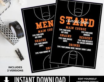 Basketball 5x7 Concession Stand Menu Sign, Basketball Birthday Party, Baby Shower Menu Sign | Edit with CANVA - INSTANT DOWNLOAD Printable