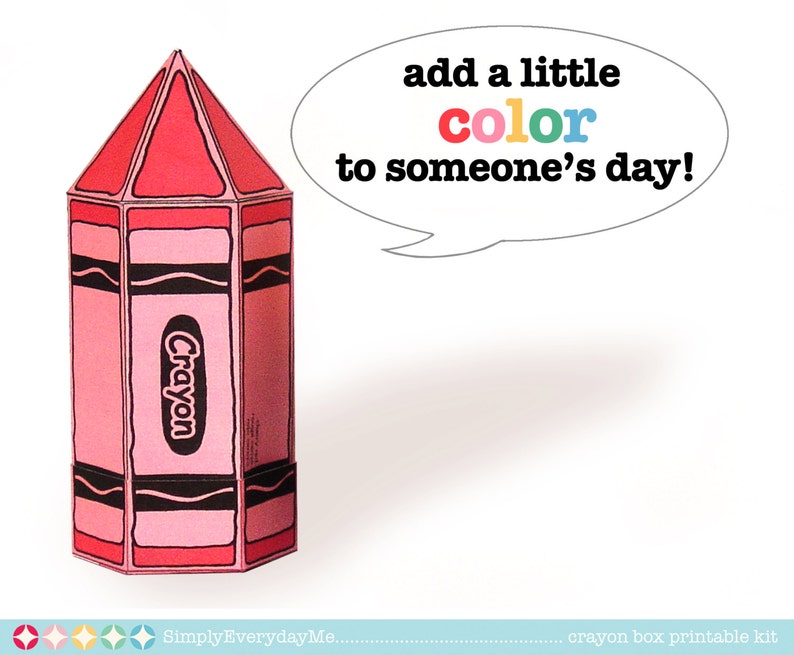 shower INSTANT Download DIY Printable PDF Kit favor box gift box or gift cards Five Crayon Box for birthday