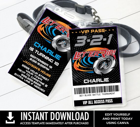 Blade Tournament Invitation I.D. Badge, Blade Inspired VIP Badge,Favor | You Personalize using CANVA - INSTANT Download Printable Template