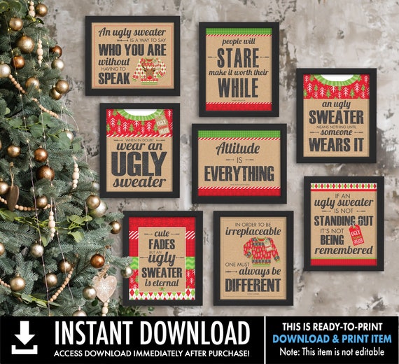 Ugly Sweater Party Signs,Ugly Sweater Party,Christmas Party,Tacky Sweater,Office Christmas Party | Ready-To-Print INSTANT Download PDF Signs