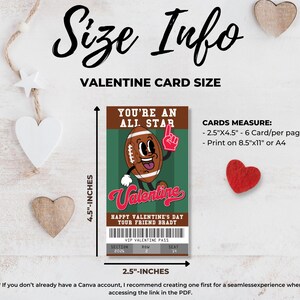 Football Valentine, Retro Football Kids Class Valentine, School Valentine | Edit with CANVA - INSTANT Download Printable image 2