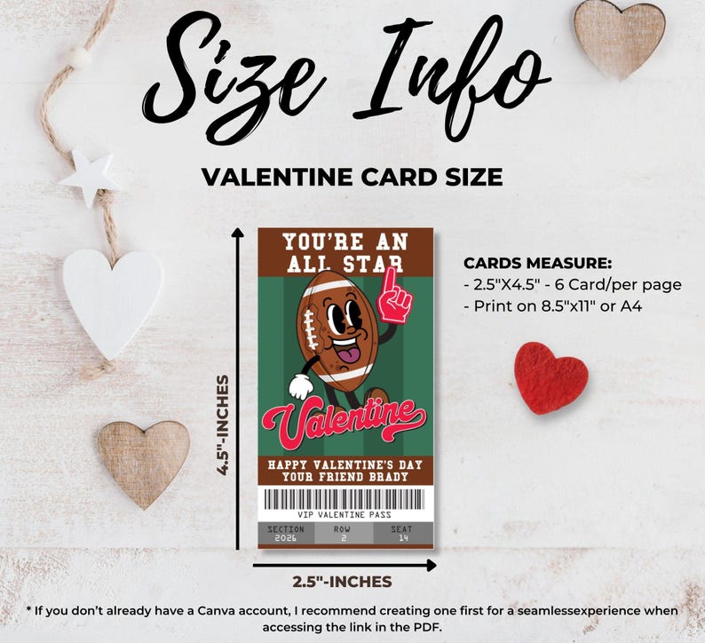 Football Valentine, Retro Football Kids Class Valentine, School Valentine | Edit with CANVA - INSTANT Download Printable image 2