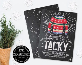 Ugly Sweater Party Invitation, Tacky Sweater Party, Christmas Party, Christmas Office Party | Editable Text, Instant Download PDF Printable
