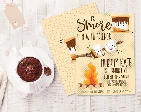 S'more Party Invitation - S'more Bar Party, S'more Birthday, S'more Fun, Bonfire | You Edit Text - Instant Download PDF Printable Template Il_570xn