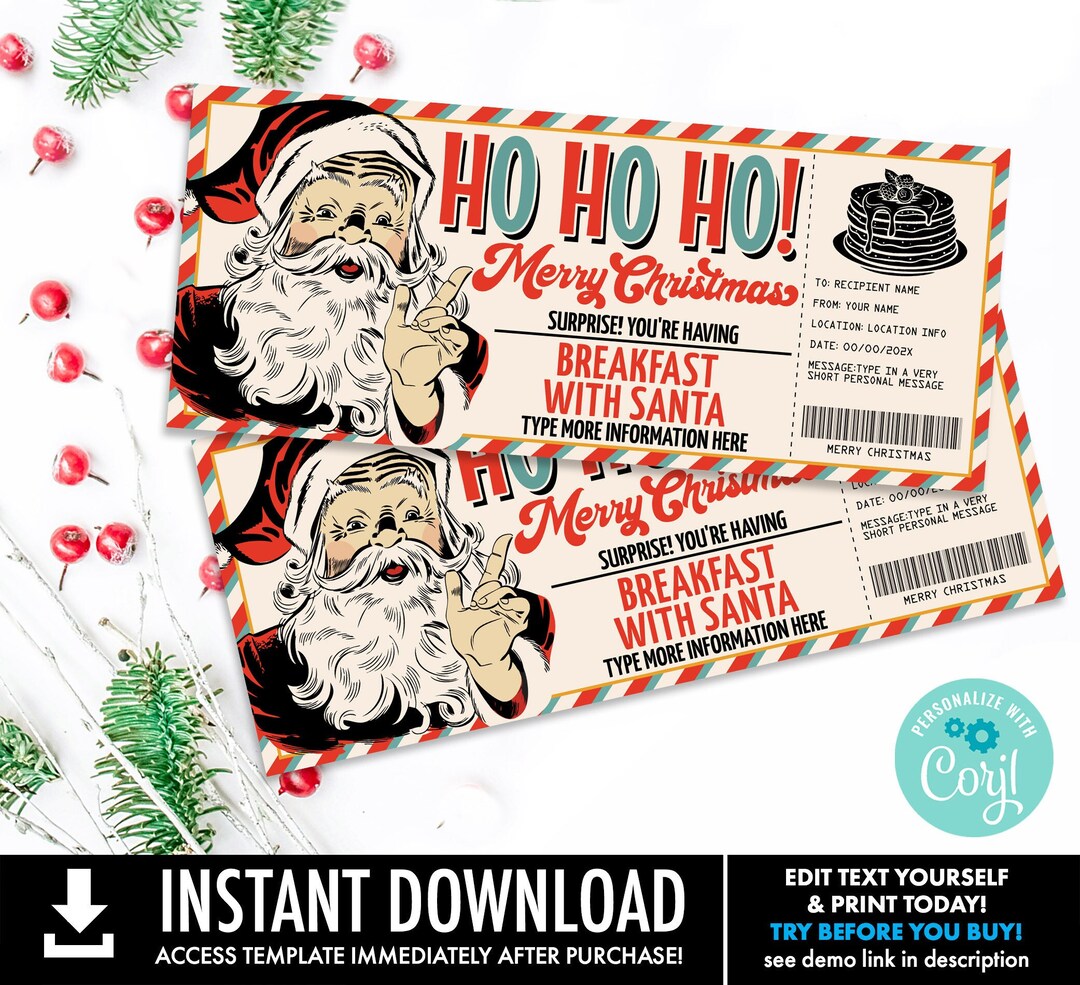 Breakfast With Santa Ticket, Pancakes With Santa, Photos With Santa