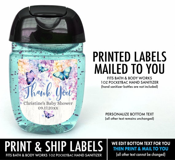 Personalized Labels | Butterfly Hand Sanitizer Label - Baby Shower, Shower Favor | Print & Ship Labels Il_570xn