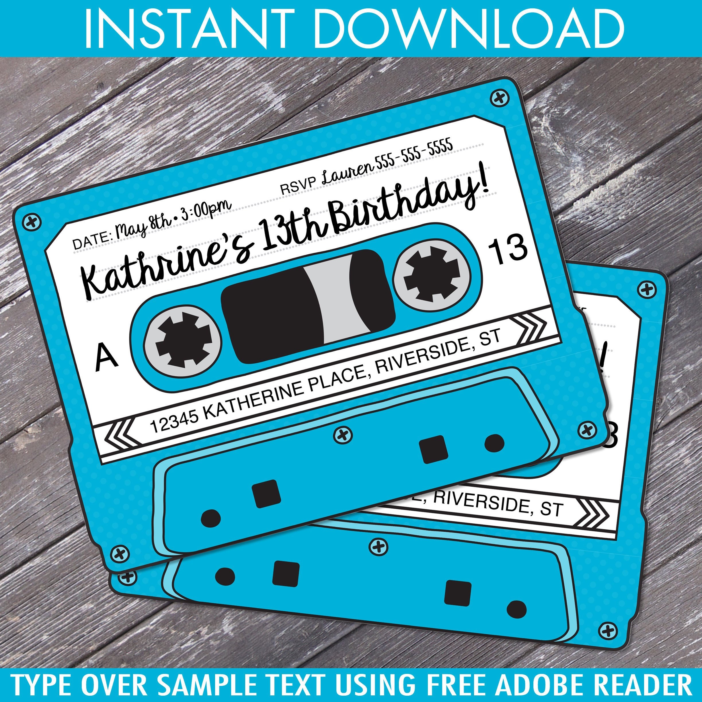 Cassette Tape Invitations Retro Party 80 S Party Etsy