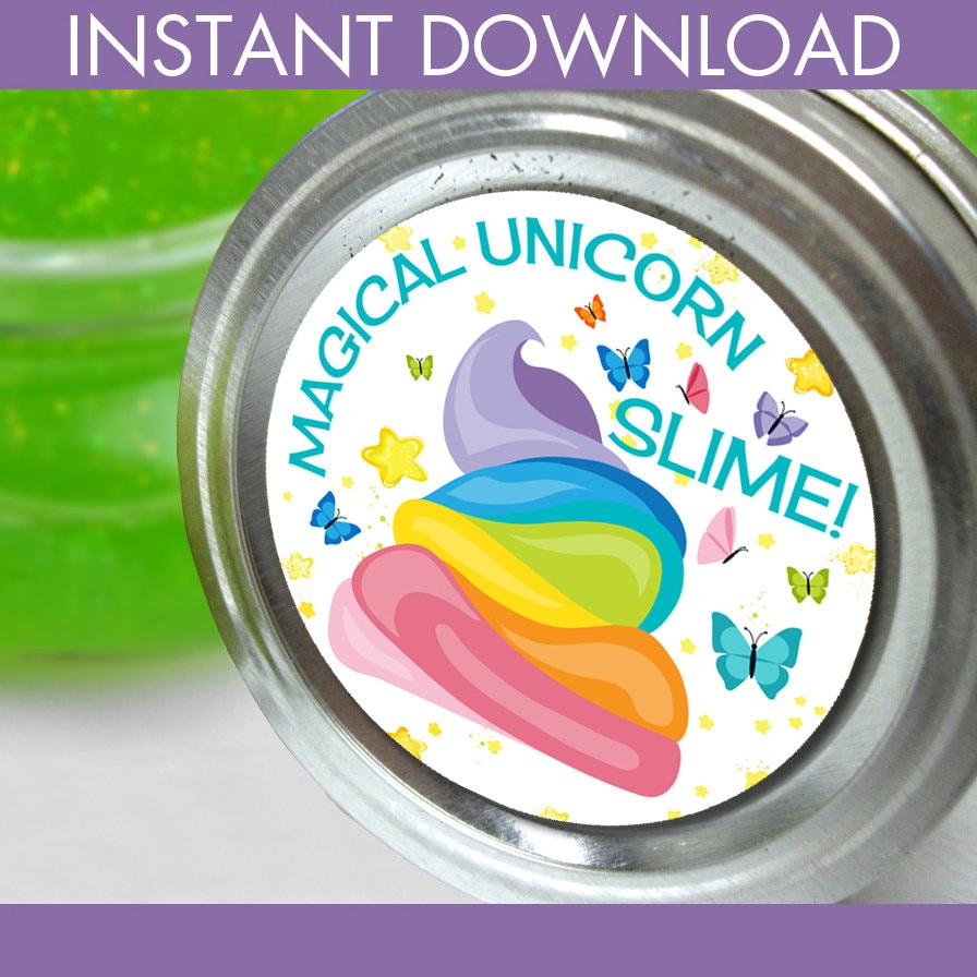 Unicorn Slime Set 2.5 Jar Labels 8.5x10 | Etsy