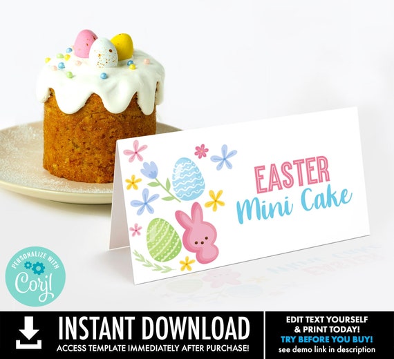 Easter Food Labels, Spring Food Label, Placecards, Buffet Labels | Self-Edit with CORJL - INSTANT Download Printable