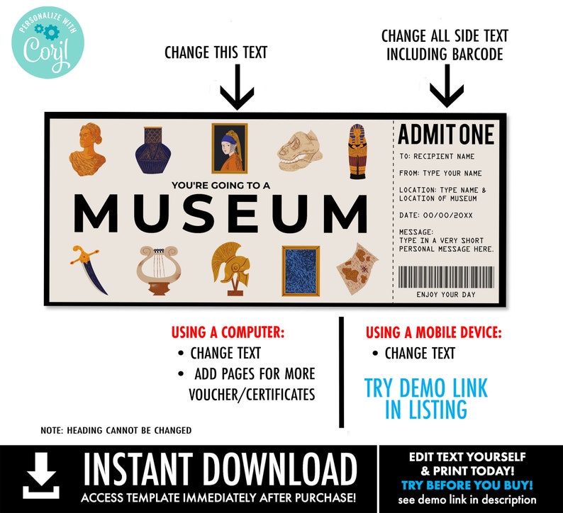 Museum Gift Certificate Museum Surprise Gift Voucher Etsy Museum Gift Certificate Museum Surprise Gift Voucher Etsy