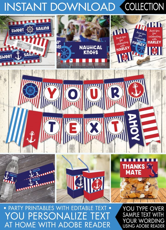 Nautical Birthday Party Set 1st Birthday Sailor Party Etsy