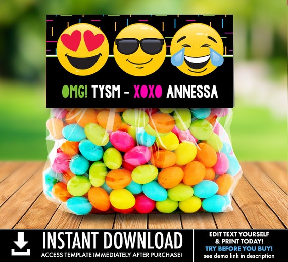 Emoji Party Treat Bag Topper Emoji Birthday,Emoji Favor Bag Toppers