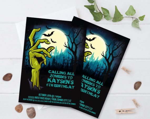 Zombie Birthday Invitation - Monster Mash, Halloween Birthday Party, Costume Party | Editable Text - DIY Instant Download PDF Printable Il_570xn