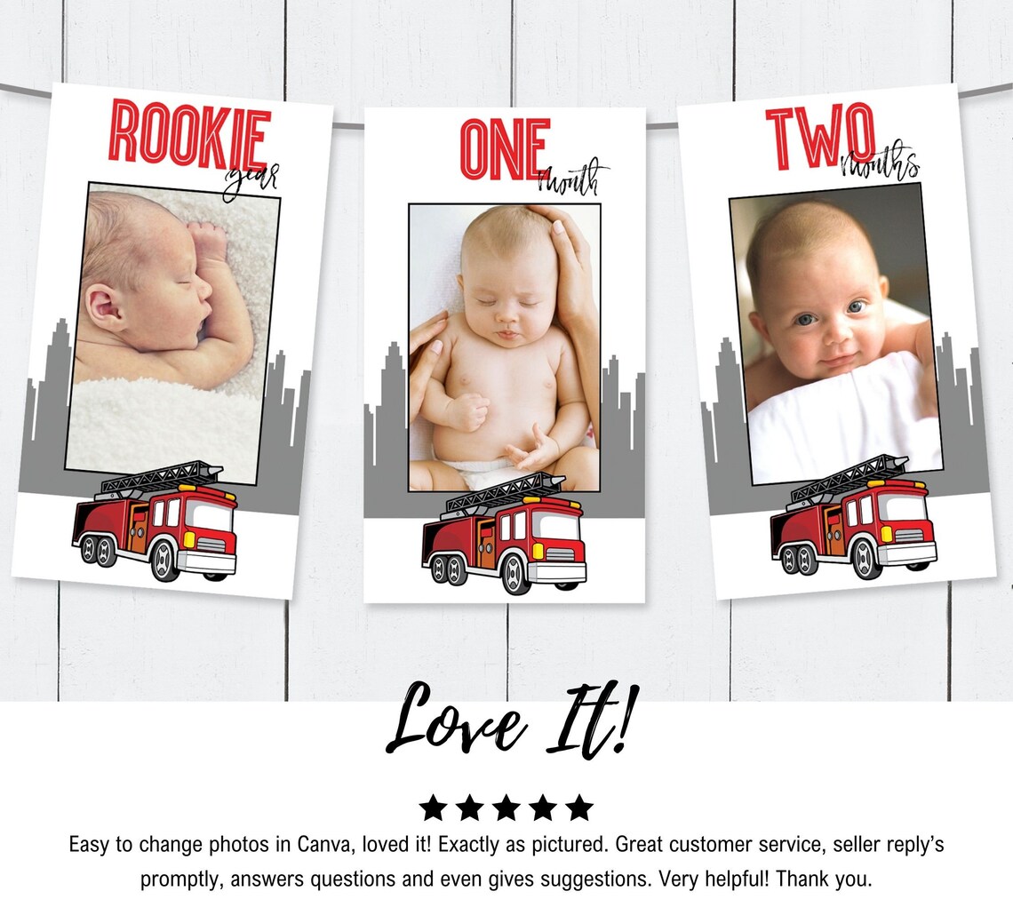 Fire Truck First Year Photo Banner,12 Month Banner,1st Birthday Banner ...