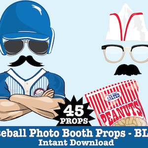 Baseball Photo Booth Props, Retro Baseball Party, Baseball Birthday, Vintage Baseball Party Instant Download PDF 45 DIY Printable Props image 1