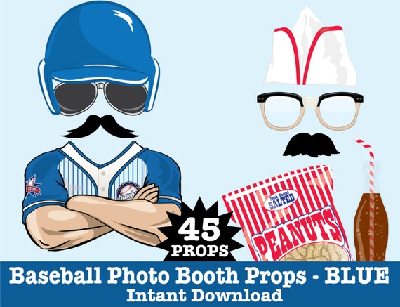 Baseball Photo Booth Props, Retro Baseball Party, Baseball Birthday, Vintage Baseball Party - Instant Download PDF - 45 DIY Printable Props Il_570xn