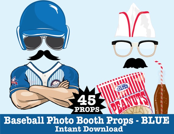 Baseball Photo Booth Props, Retro Baseball Party, Baseball Birthday, Vintage Baseball Party -  Instant Download PDF - 45 DIY Printable Props