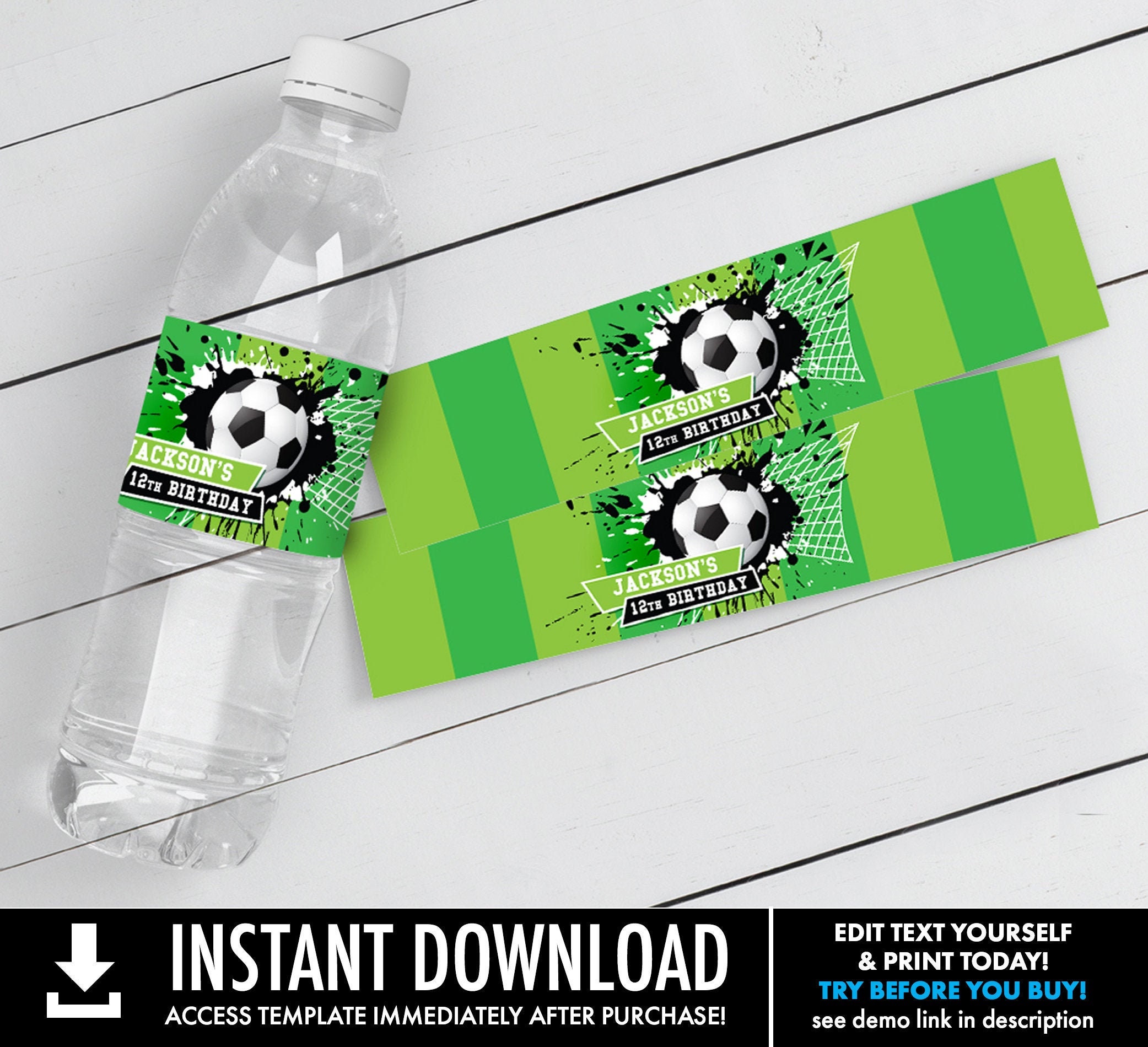 Soccer Water Bottle Wrappers/label Soccer Birthday Soccer Etsy Australia