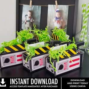 Ghost Trap Containment Box Party Favor Box, inspired by ghost movie, Birthday, Halloween CANVA Instant Download DIY Printable Template image 3