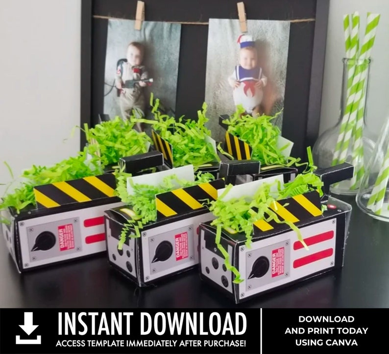 Ghost Trap Containment Box Party Favor Box, inspired by ghost movie, Birthday, Halloween CANVA Instant Download DIY Printable Template image 3