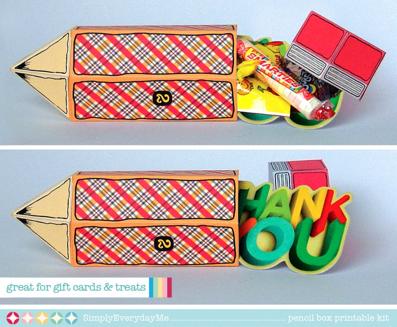 teacher appreciation back to school INSTANT Download D.I.Y for teacher gifts Printable PDF Kit FIVE Pencil Favor Box Kit