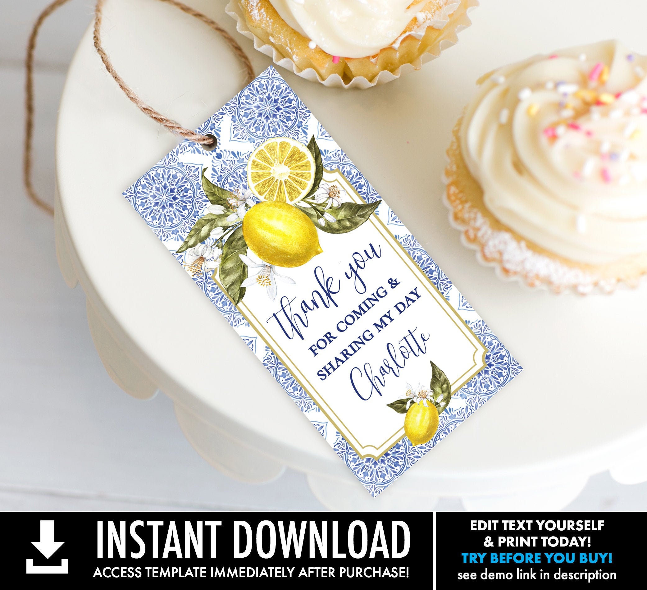 Tuscan Lemon Favor Tag Lemon Birthday Party Bridal Shower Etsy Canada