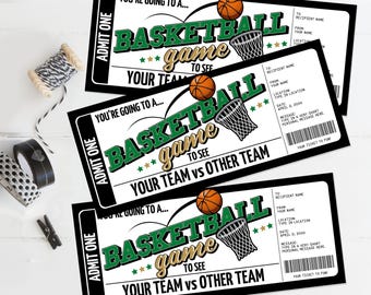 Basketball Ticket Geschenk bearbeitbare Vorlage - Überraschungs Basketball Spiel Ticket, jeden Anlass | Selbstbearbeitung mit CANVA - INSTANT DOWNLOAD Printable