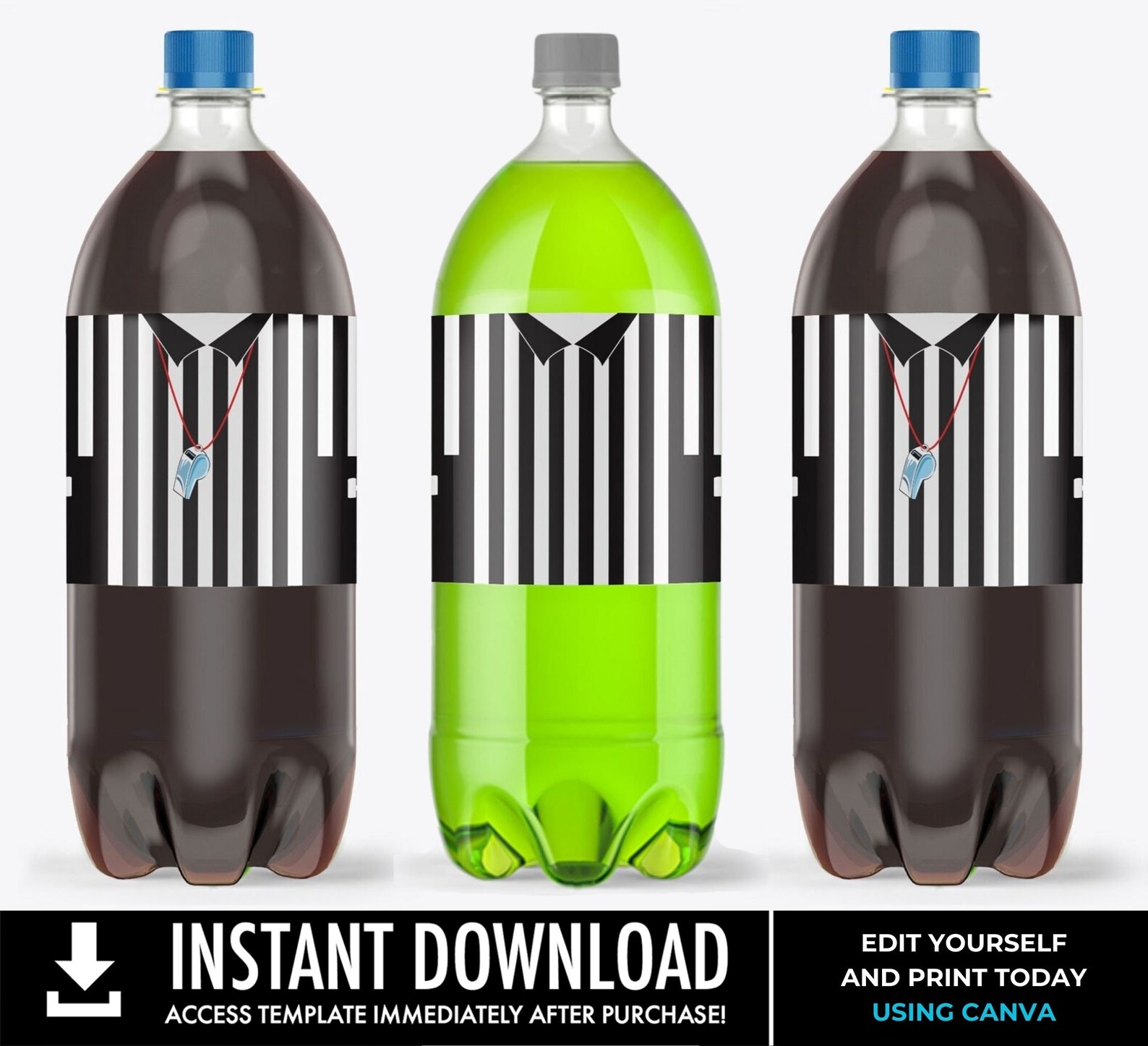 Referee Label Referee 2 Liter Bottle Label, Soda Bottle Drink Label, Football ...
