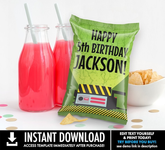 Ghost-Trap Chip Bag Wrap - Potato Chip Label,Birthday Party Favor, ghost-movie inspired | Self-Edit with CORJL - INSTANT Download Printable