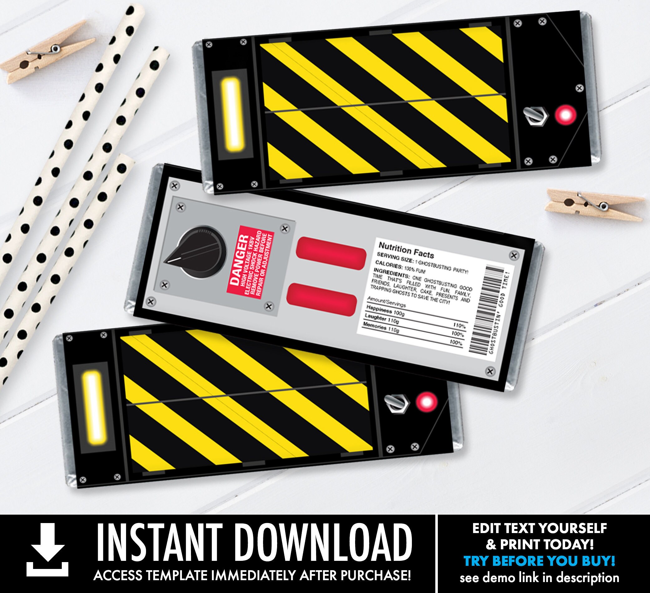 Ghost Trap Containment Candy Bar Wrap Chocolate Labels Halloween  Ghost Trap Containment Candy Bar Wrap Chocolate Labels Halloween