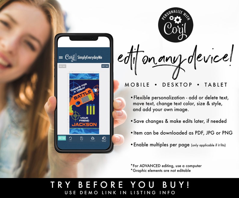Dart Wars Favor Tag, Dart Wars Birthday Party, Target Party, Gift Tag | Self-Editing with CORJL - INSTANT Download Printable image 3