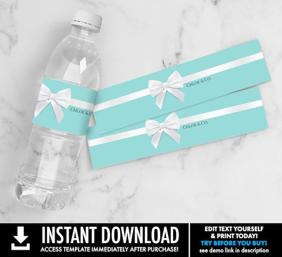 Sweet Sixteen Water Bottle Label - Sweet 16 Birthday Party, Turquoise Drink Label | Self-Editing with CORJL - INSTANT DOWNLOAD Printable Il_570xn