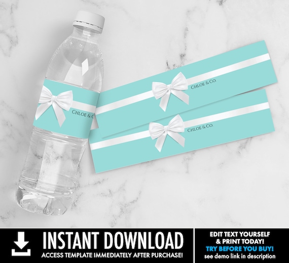 Sweet Sixteen Water Bottle Label - Sweet 16 Birthday Party, Turquoise Drink Label | Self-Editing with CORJL - INSTANT DOWNLOAD Printable