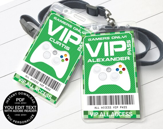 Video Game Badges - VIP Video Game ID Badges, Video Game Birthday, Video Game Truck Party, Mine Craft | Instant Download DIY Printable pdf Il_570xn