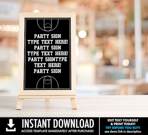 Basketball 4x6 Party Sign - Basketball Party, Basketball Birthday, Welcome sign | You Personalize using CORJL - INSTANT DOWNLOAD Printable