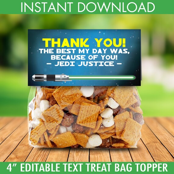 Star Wars Treat Bag Topper - Star Wars Birthday Party, Lightsaber, Favor Topper | Editable Text - DIY Instant Download PDF Printable Il_570xn