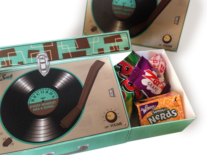 Record Player Box Gift Card Box Party Favor Gift Card Etsy