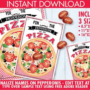 Pizza Party - Pin the Pepperoni Game - Pizza Birthday Party - Pizza Party Game - INSTANT ...